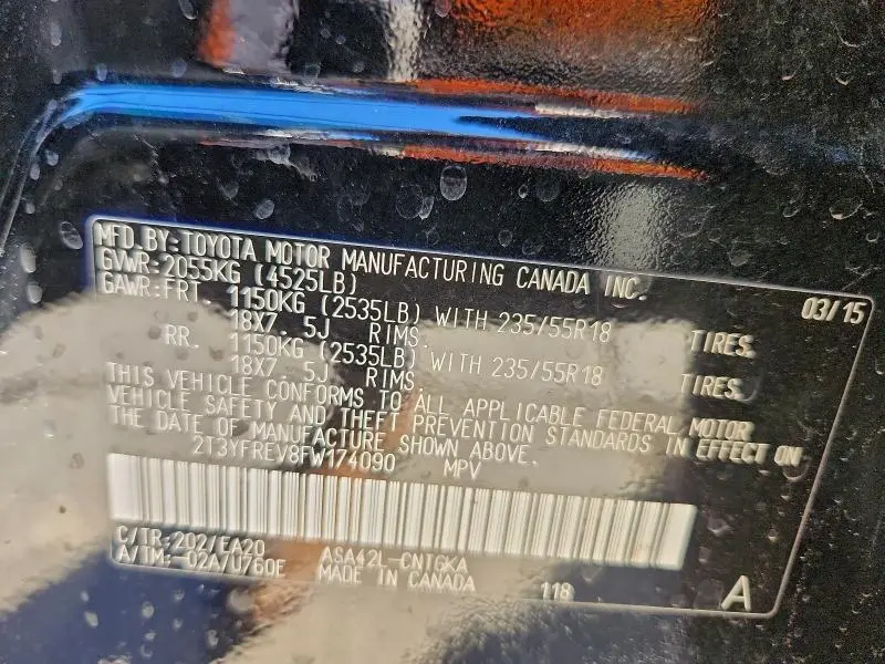 2015 TOYOTA RAV4 LIMITED  