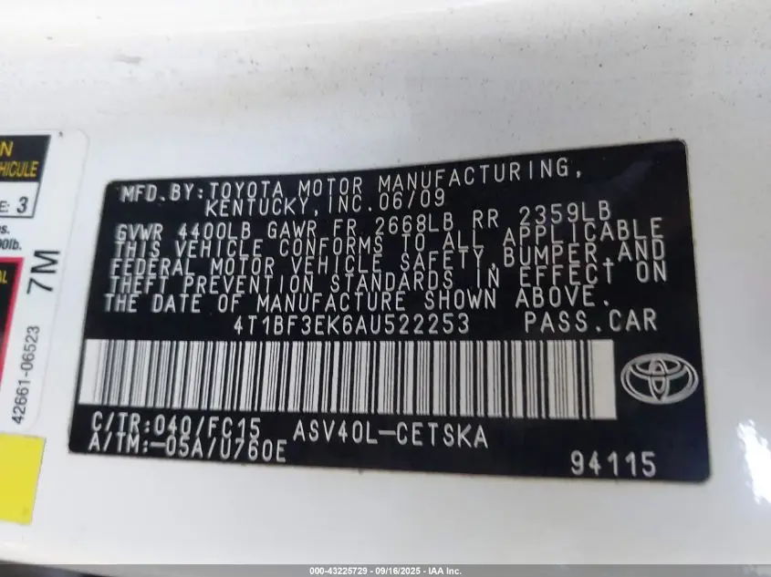 2010 TOYOTA CAMRY SE