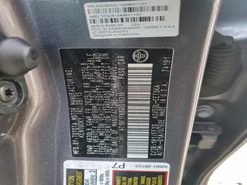 2016 TOYOTA CAMRY LE  