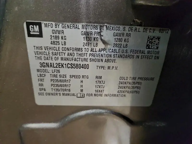 2012 CHEVROLET CAPTIVA SPORT  