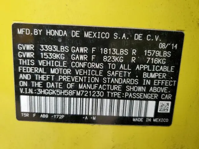 2015 HONDA FIT LX  