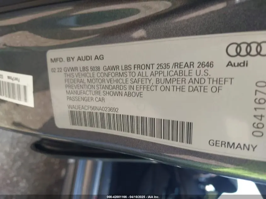 2022 AUDI A5 SPORTBACK PRESTIGE 45 TFSI S LINE QUATTRO S TRONIC