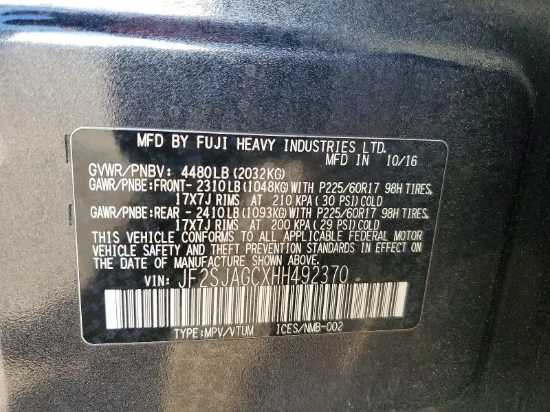 2017 SUBARU FORESTER 2.5I PREMIUM  