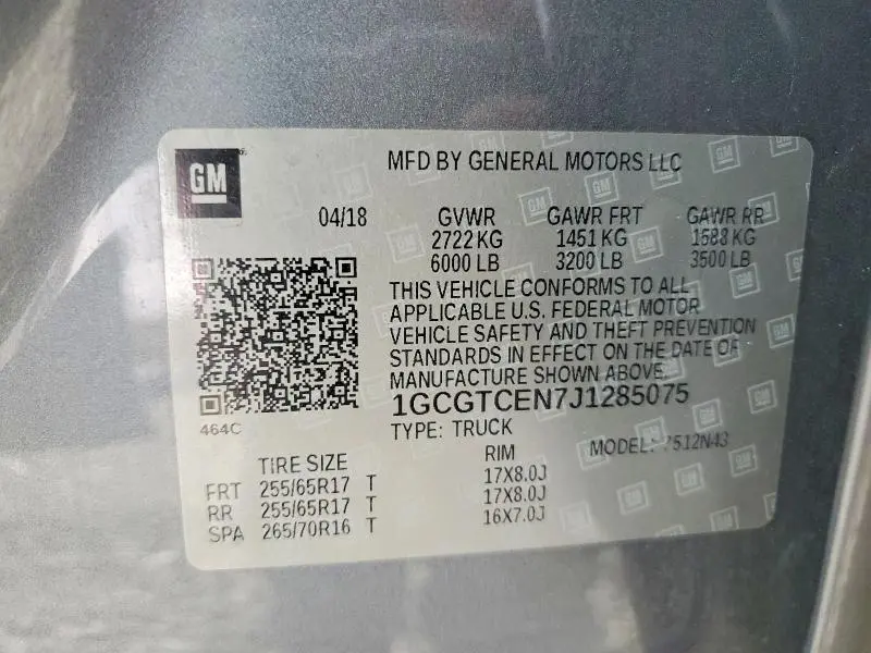 2018 CHEVROLET COLORADO LT  