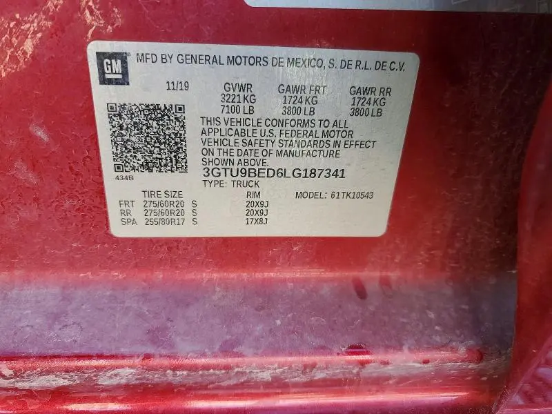 2020 GMC SIERRA K1500 SLE  