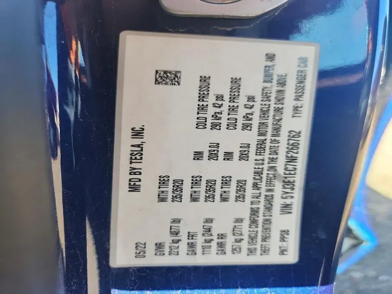 2022 TESLA MODEL 3   