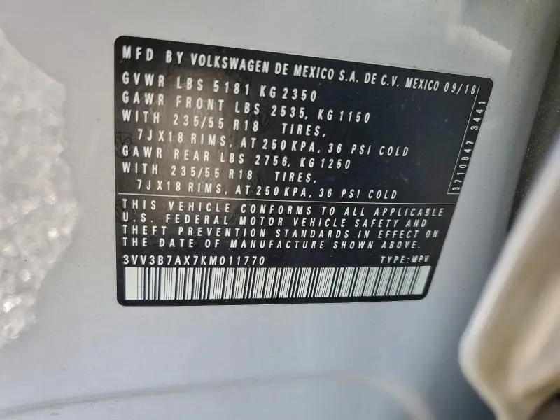 2019 VOLKSWAGEN TIGUAN SE  