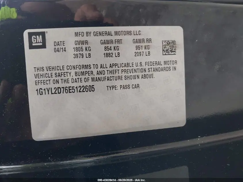 2014 CHEVROLET CORVETTE STINGRAY Z51