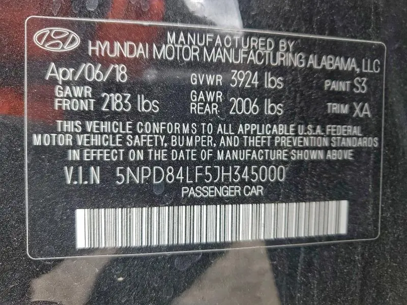 2018 HYUNDAI ELANTRA SEL  