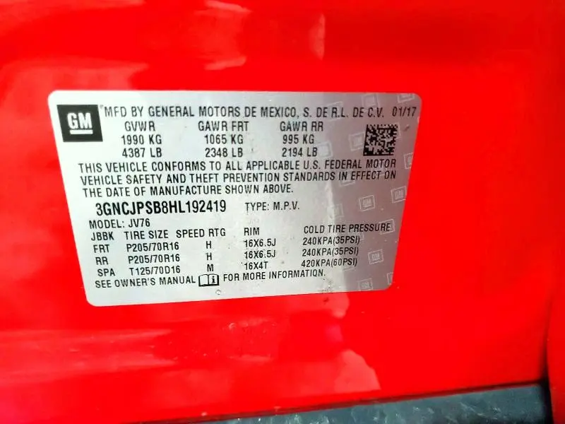 2017 CHEVROLET TRAX 1LT  