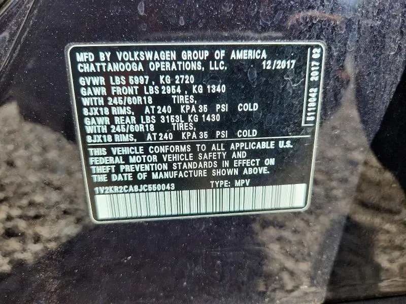 2018 VOLKSWAGEN ATLAS SE  