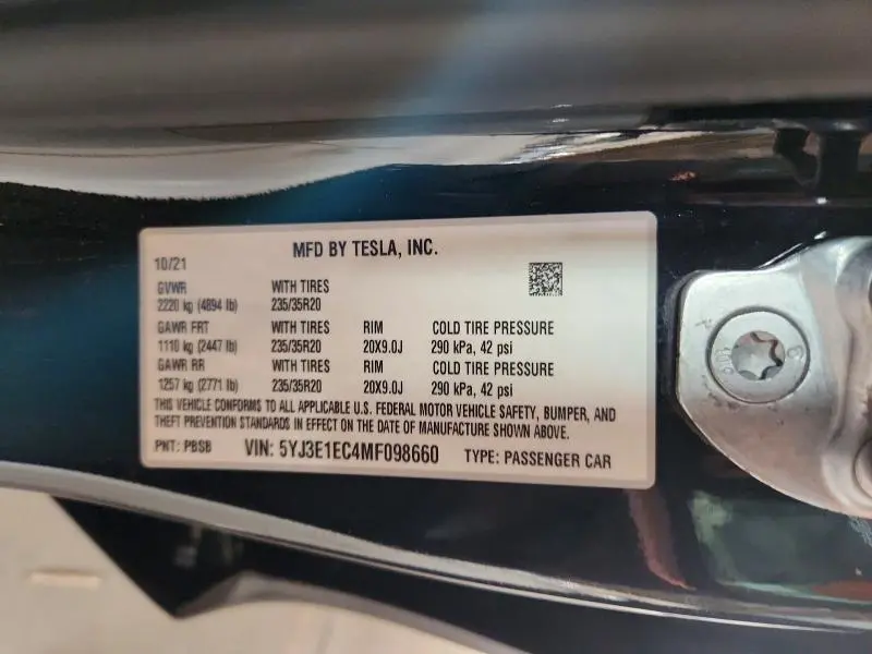 2021 TESLA MODEL 3   