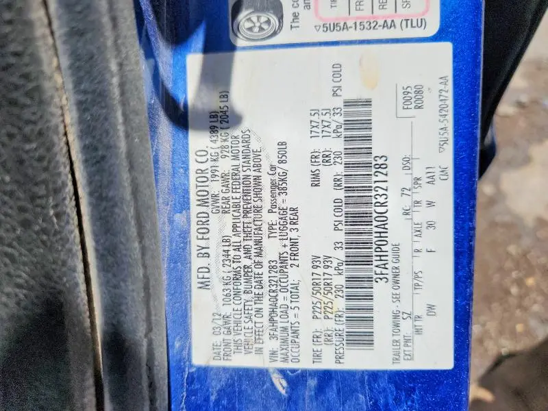2012 FORD FUSION SE  