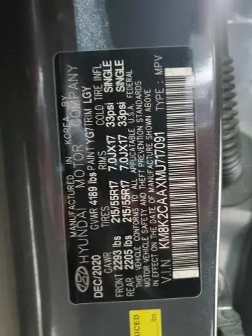 2021 HYUNDAI KONA SEL  