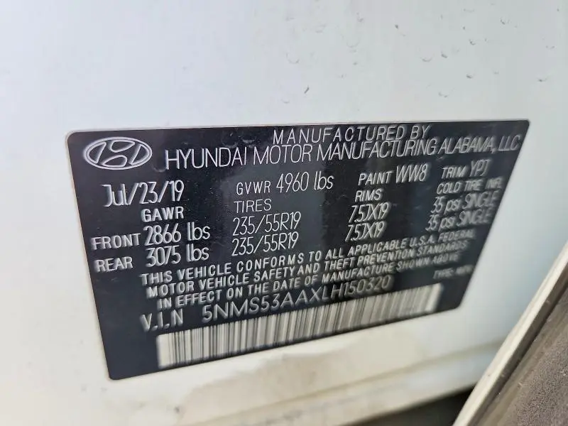 2020 HYUNDAI SANTA FE LIMITED 2.0T  