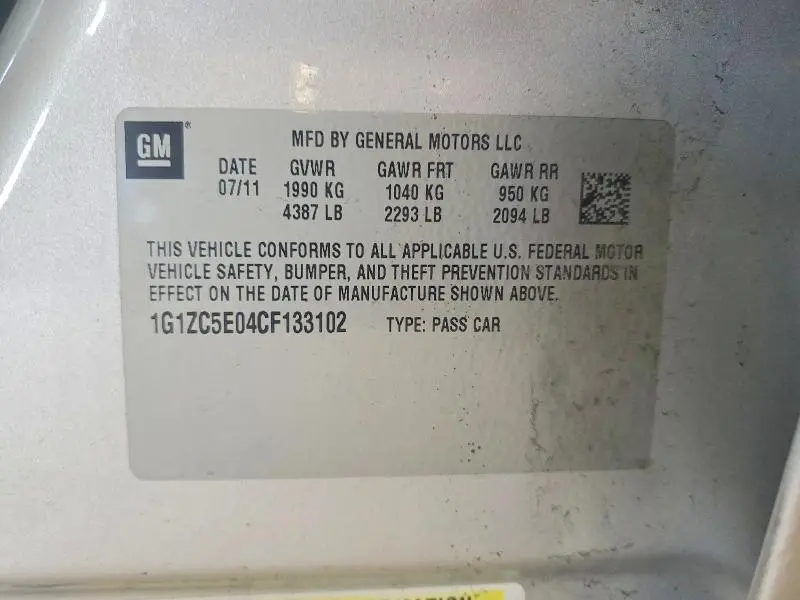 2012 CHEVROLET MALIBU 1LT  