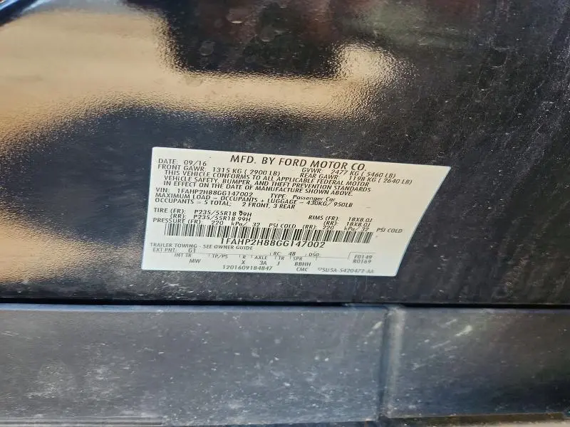 2016 FORD TAURUS SEL  