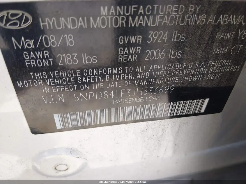 2018 HYUNDAI ELANTRA SEL