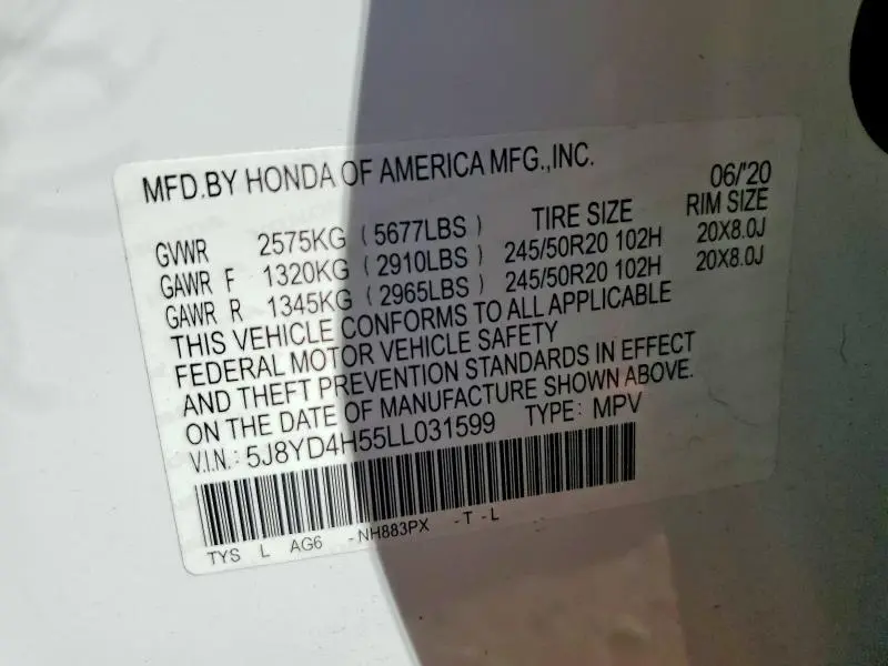 2020 ACURA MDX TECHNOLOGY  