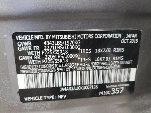 2019 MITSUBISHI OUTLANDER SPORT ES  