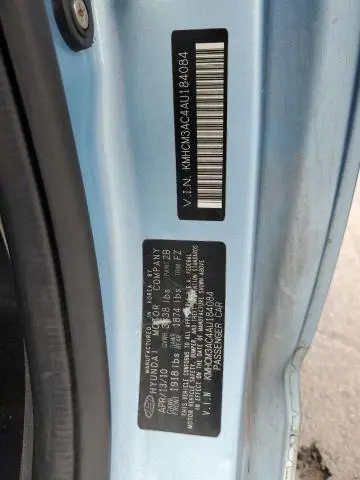 2010 HYUNDAI ACCENT BLUE  