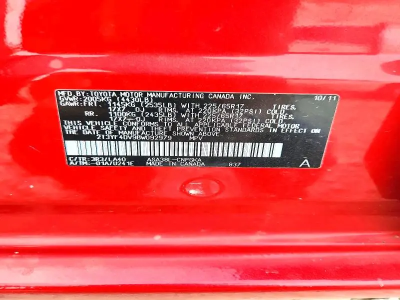 2011 TOYOTA RAV4 LIMITED  