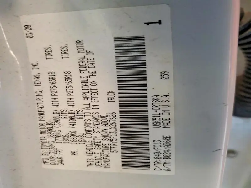 2020 TOYOTA TUNDRA SR5  