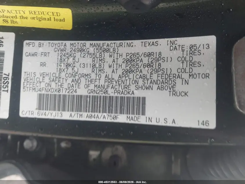 2013 TOYOTA TACOMA BASE V6