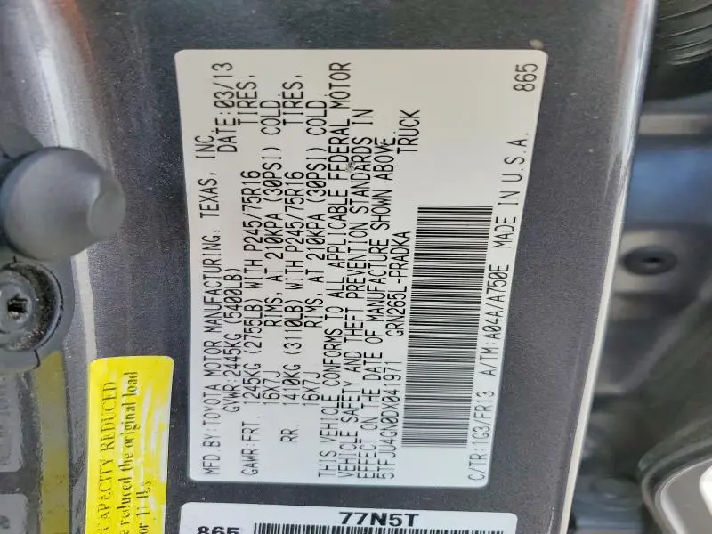 2013 TOYOTA TACOMA PRERUNNER V6  