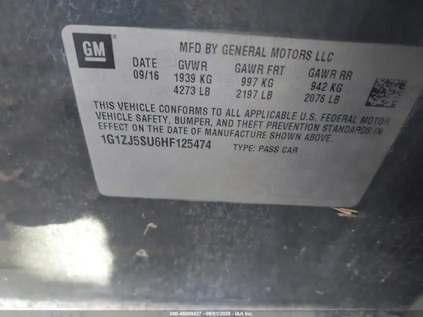 2017 CHEVROLET MALIBU HYBRID  