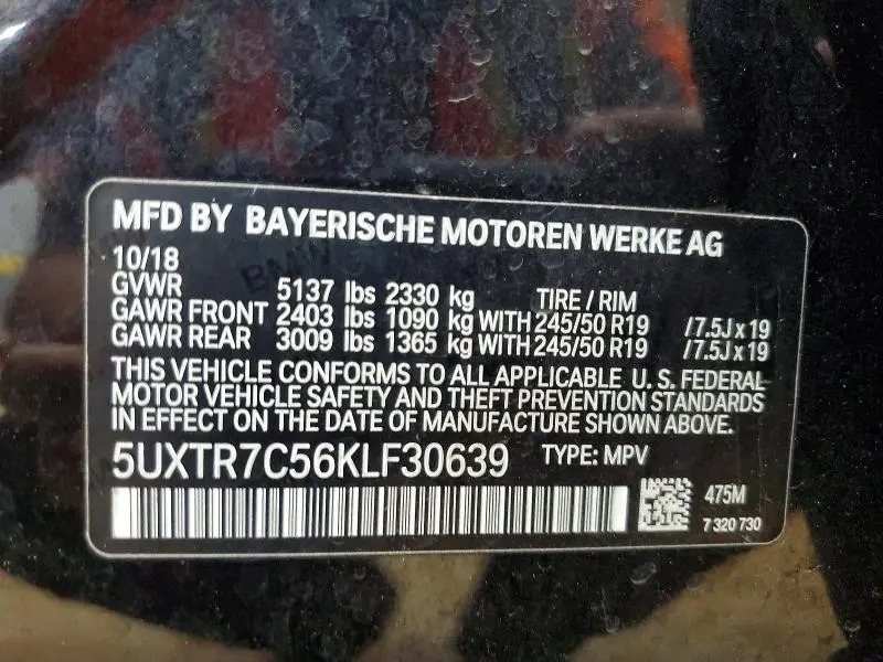 2019 BMW X3 SDRIVE30I  