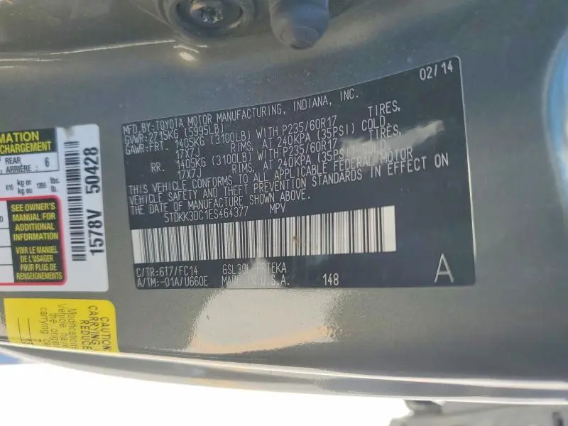2014 TOYOTA SIENNA LE  