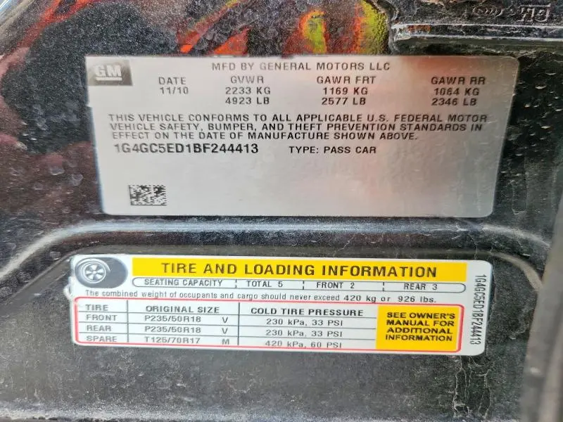 2011 BUICK LACROSSE CXL  