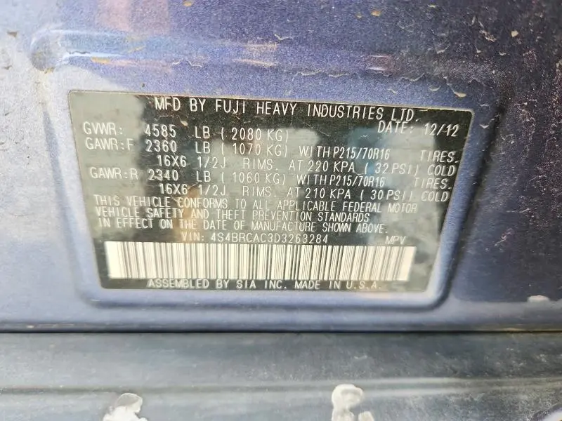 2013 SUBARU OUTBACK 2.5I  