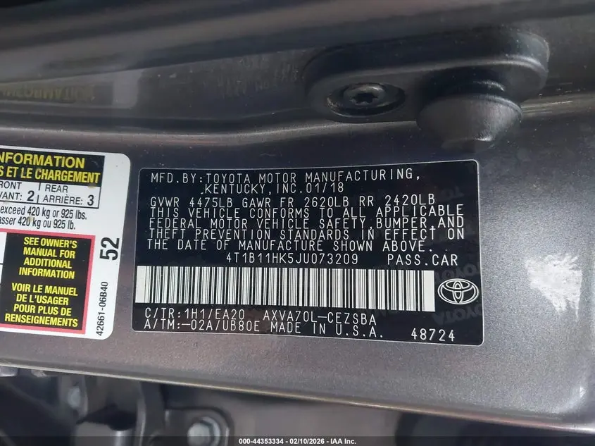 2018 TOYOTA CAMRY SE