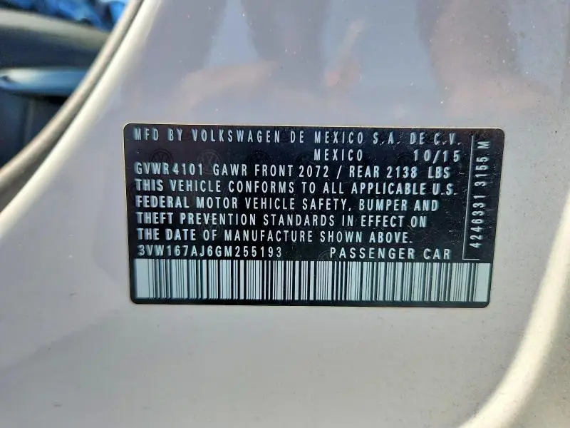 2016 VOLKSWAGEN JETTA S  