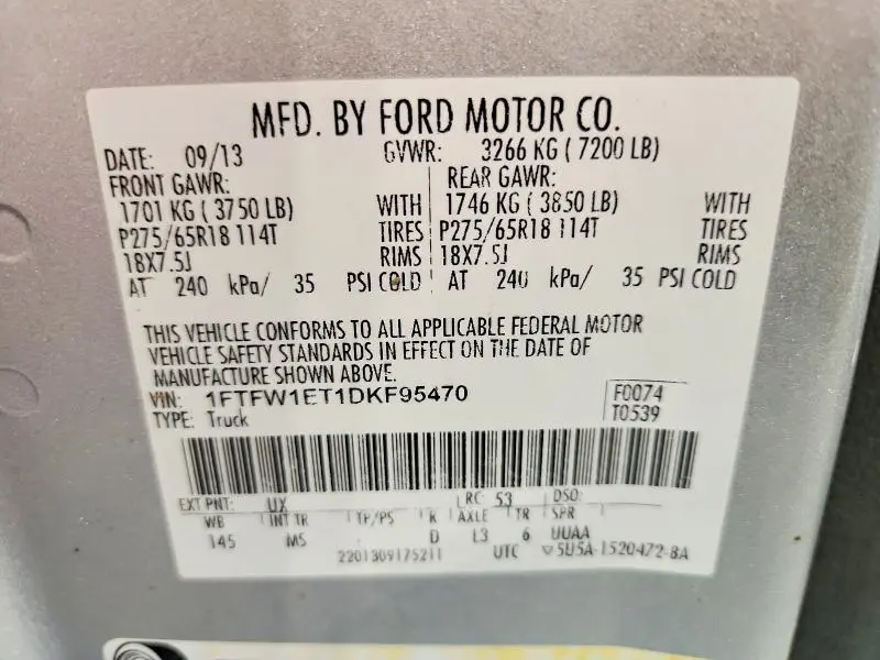 2013 FORD F150 SUPERCREW  