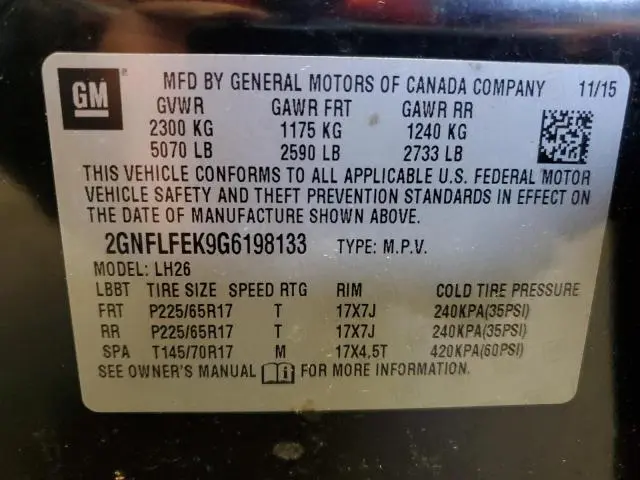 2016 CHEVROLET EQUINOX LT  