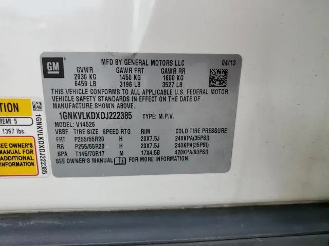 2013 CHEVROLET TRAVERSE LTZ  