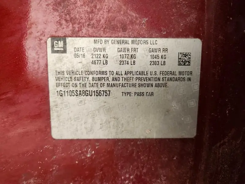 2016 CHEVROLET IMPALA LT  