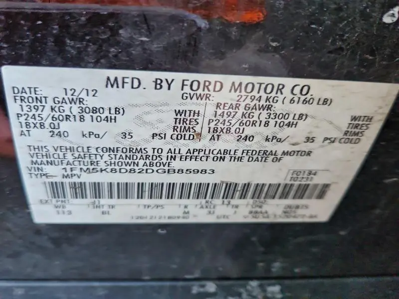 2013 FORD EXPLORER XLT  