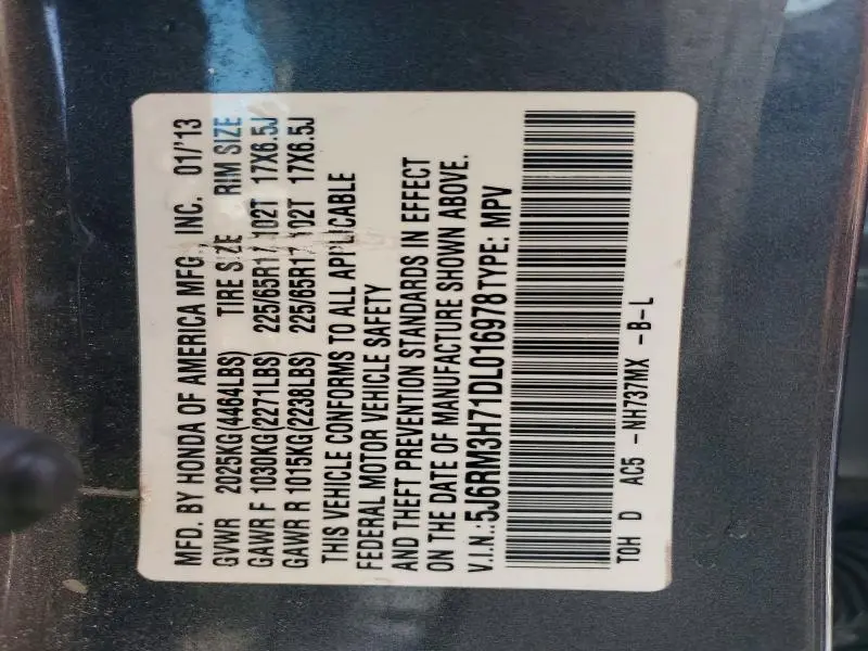 2013 HONDA CR-V EXL  