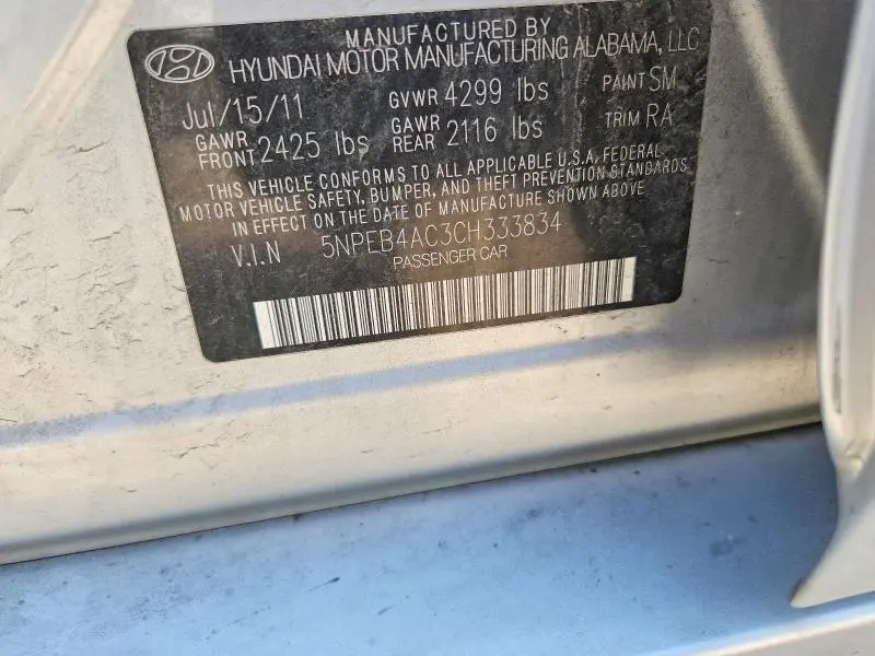 2012 HYUNDAI SONATA GLS  