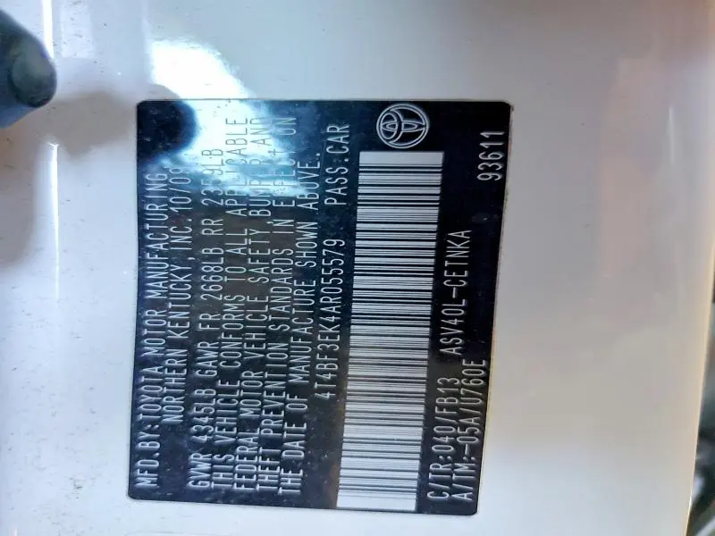 2010 TOYOTA CAMRY BASE  
