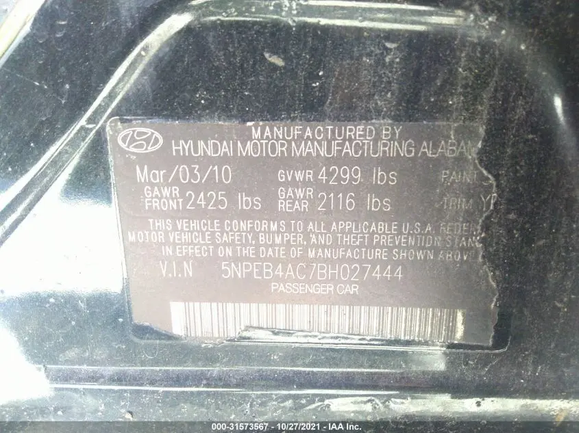2011 HYUNDAI SONATA GLS