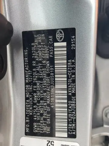 2018 TOYOTA CAMRY L  