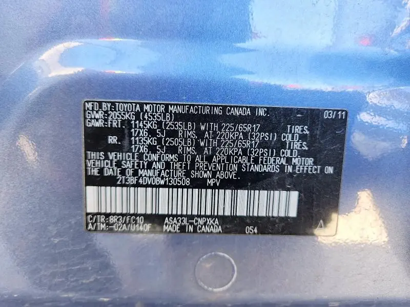 2011 TOYOTA RAV4 BASE  