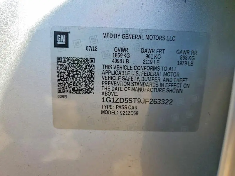 2018 CHEVROLET MALIBU LT  