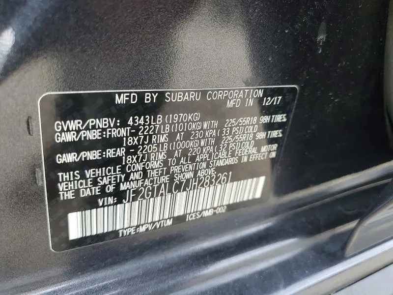 2018 SUBARU CROSSTREK LIMITED  