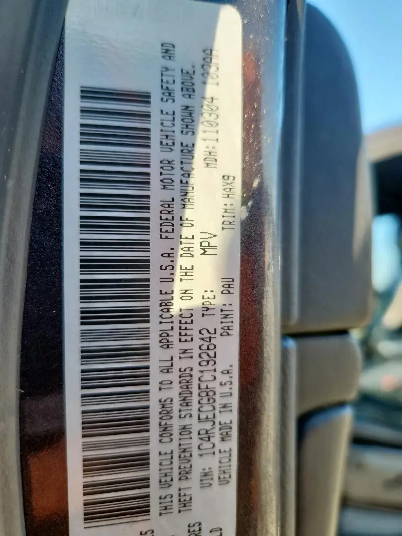 2015 JEEP GRAND CHEROKEE OVERLAND  